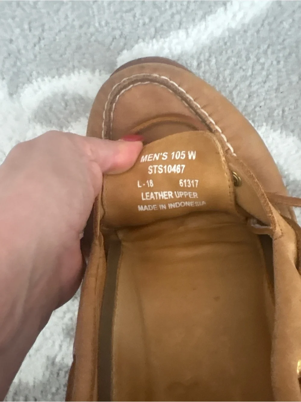 Sperry top slider authentic original STS10467 men’s 10.5W leather boat shoes tan